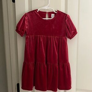 Baby Gap 4T Velour Tiered Dress in Deep Crimson